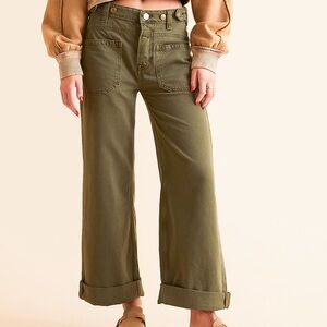 We The Free Palmer Olive Green Wide-Leg Jeans